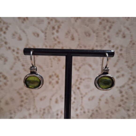 EUC Silpada Daintree Sterling Silver & Green Gemstone Drop Earrings - Picture 1 of 6
